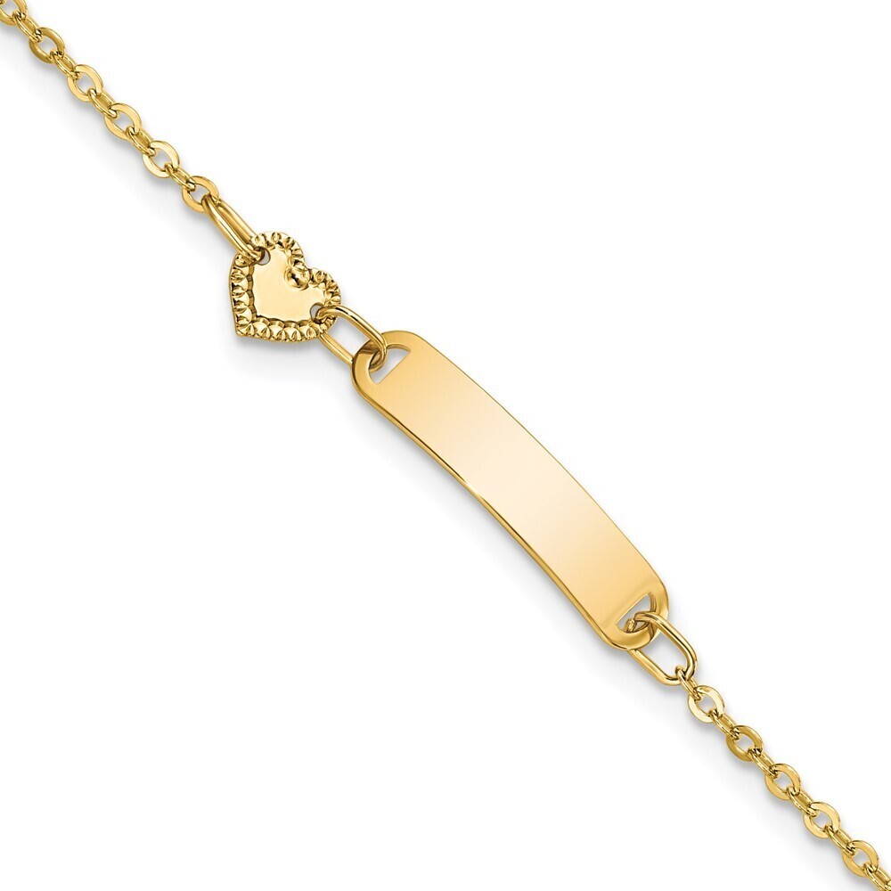 14k Yellow Gold Polished ID with Heart s Bracelet